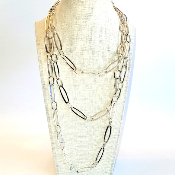 Chain Necklace, Paper Clip 📎Link Chain, Silver-tone Long 65", NWOT - Picture 6 of 6